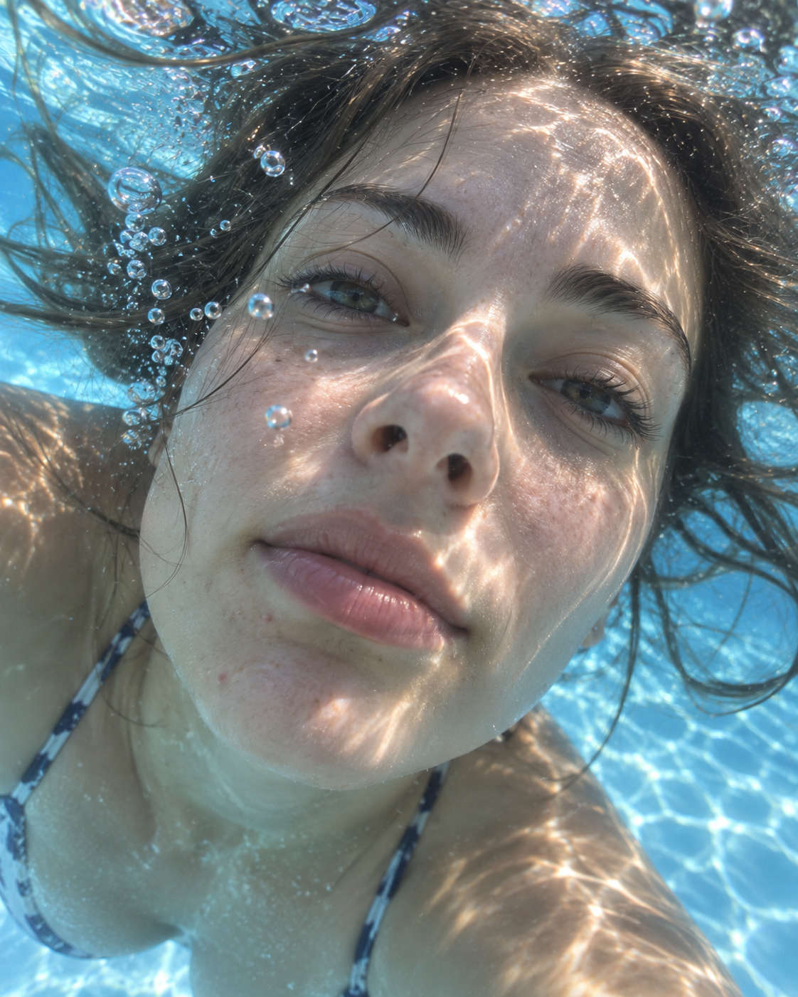 Natural underwater iPhone portrait of a girl